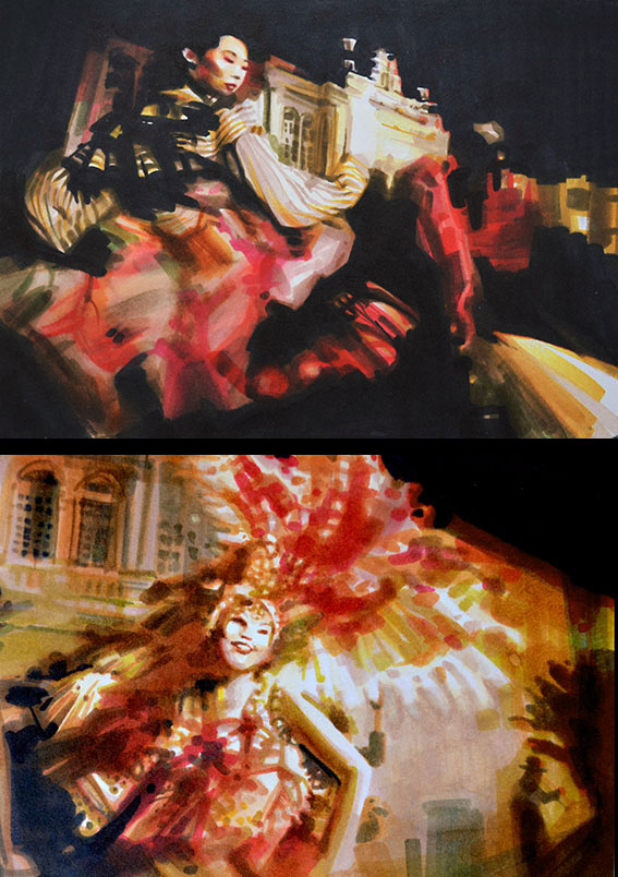 Storyboard illustrations in markers