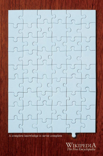 Wikipedia poster– A complete knowledge is never complete